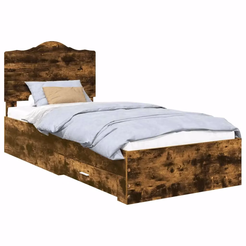 Struttura letto con cassetto vidaXL in legno Rovere fumé L: 100 cm, P: 200 cm, H: 203 cm – 2
