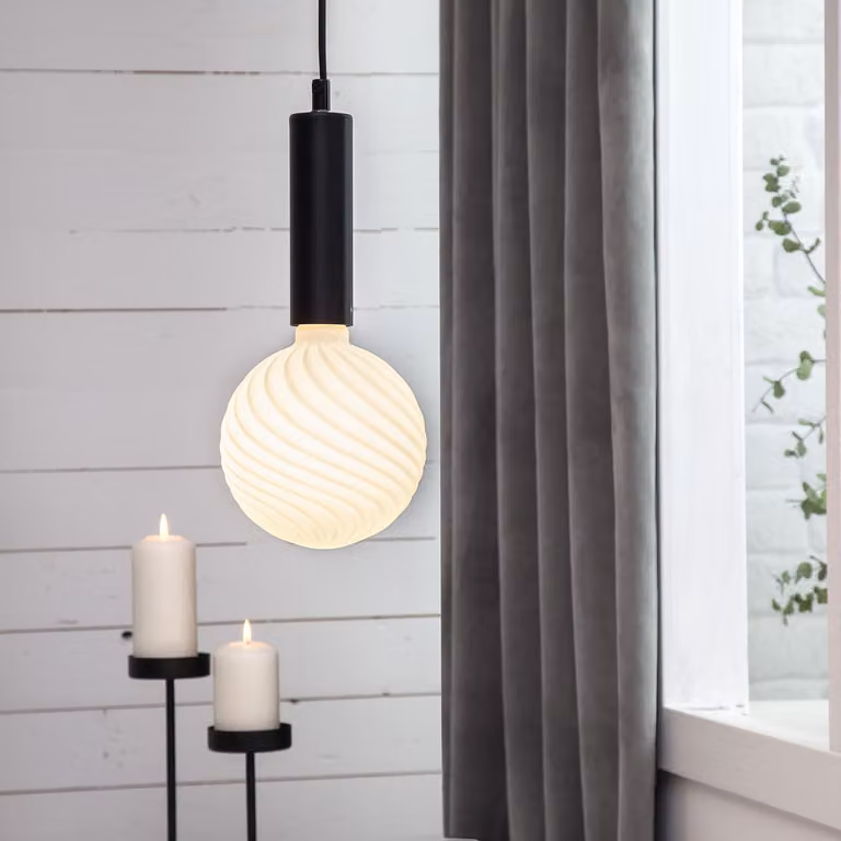 Lampada a sospensione 'Glans', E27, granito, cavo nero