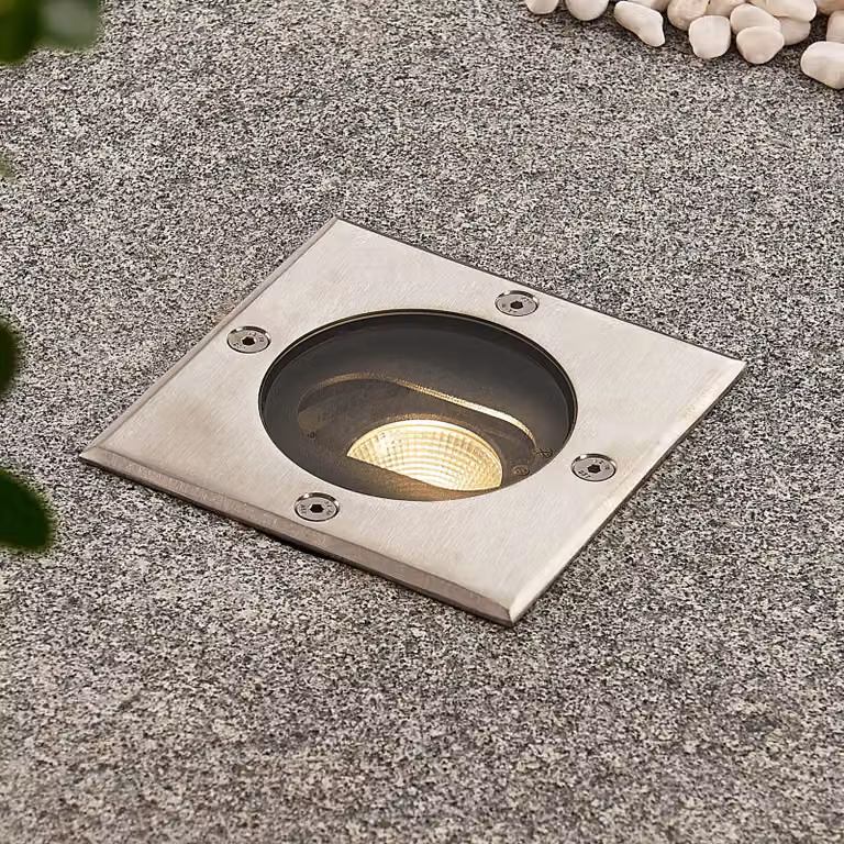 Doris - Faretto da incasso a terra LED, forma angolare Lucande, Alluminio / Grigio / Zincato, Alluminio, Moderno, Faretto da incasso da terra