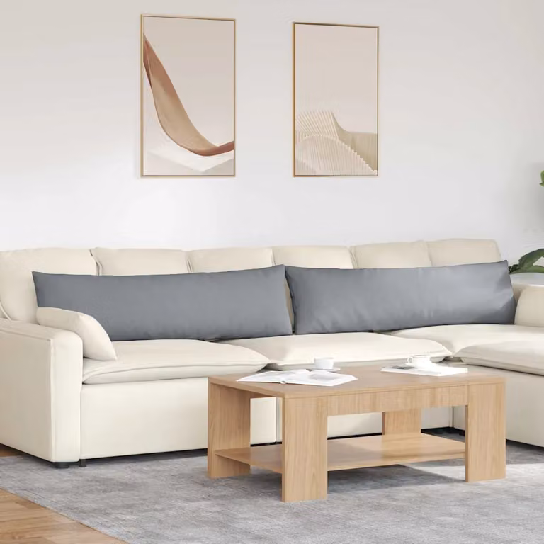 Set di 2 cuscini da divano vidaXL in tessuto grigio con fodera rimovibile, L 145 cm x P 40 cm