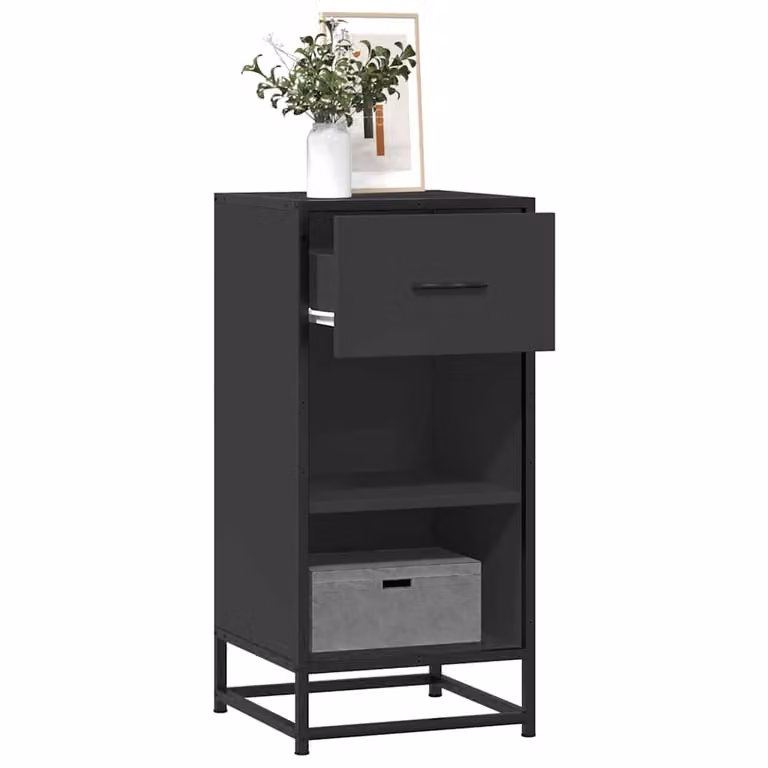 Credenza stile industrial vidaXL in metallo e MDF nero, L 35,5 cm x P 35 cm x H 76 cm