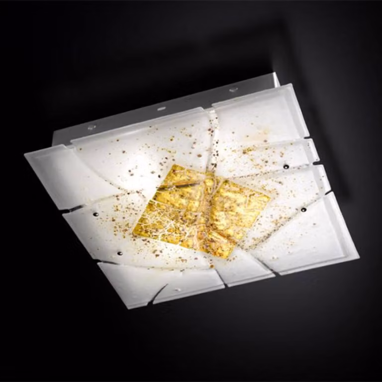 Selène Plafoniera soffitto FRAME, dimmerabile, Ottone / Oro, Soggiorno / Sala da pranzo, Vetro, Moderno, Plafoniera