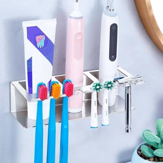 Portadentifricio elettrico per bambini e tutta la famiglia, portaspazzolino da parete per il bagno senza forature