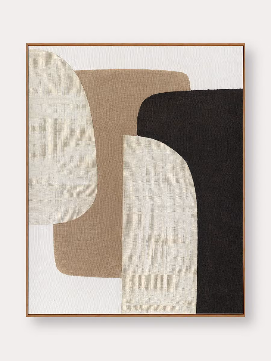 Quadro astratto Kam Kenay Home beige e nero su tela, L: 80 cm, H: 100 cm – 2