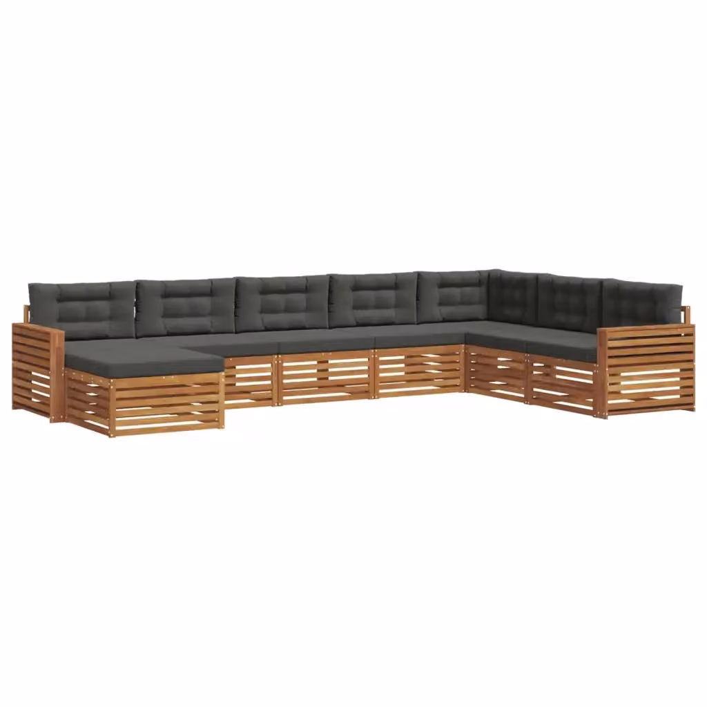 Set di divani da esterno a L con ottoman vidaXL in legno di acacia, 8 pezzi, beige e antracite – 2