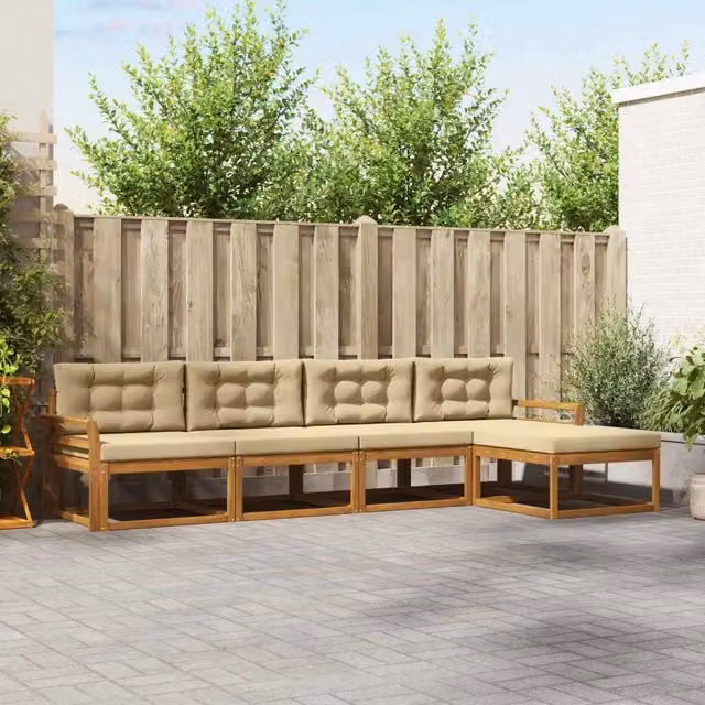 Set di divani da esterno 5 pz Naturale e Beige 3367441