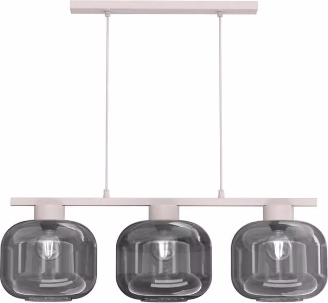 Lampadario a sospensione Galante Luminex con 3 luci in vetro fumé e metallo grigio