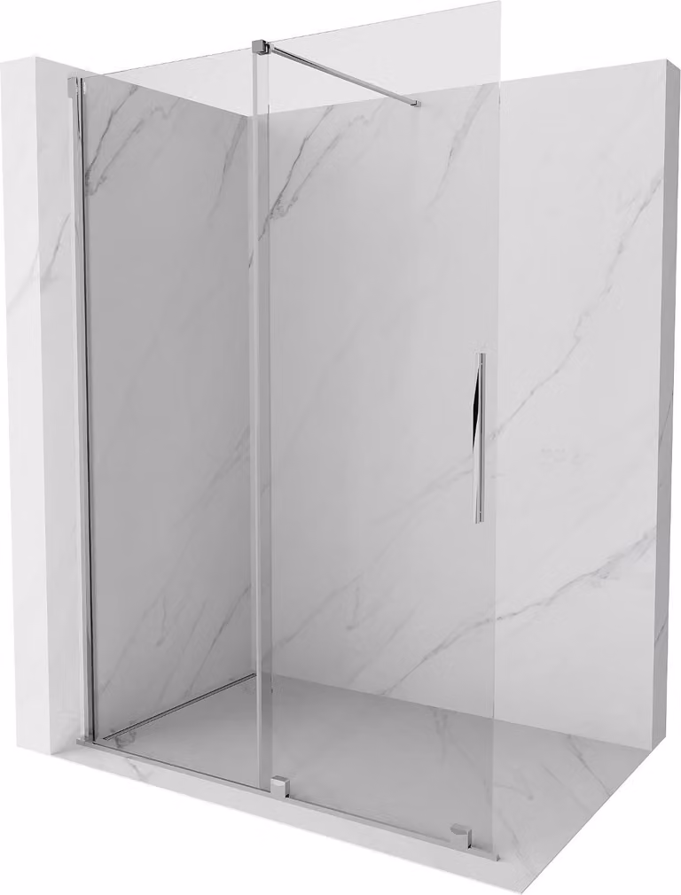 Mexen Velar parete doccia scorrevole Walk-in 130 x 200 cm, trasparente 8 mm, cromo - 871-130-000-03-01