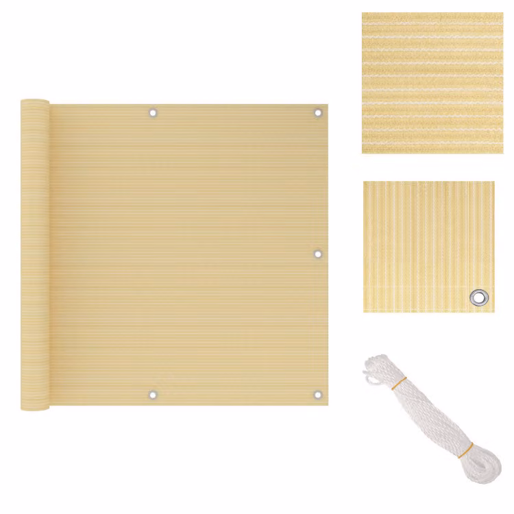 vidaXL Schermo per balcone, beige, 90x300 cm, HDPE - Ombrelloni e protezioni solari