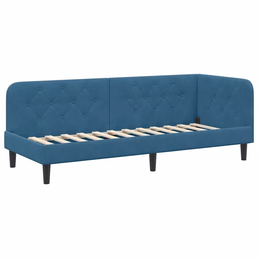 Cornice del letto ad angolo asimmetrica vidaXL in velluto blu, L: 200 cm, P: 80 cm, H: 72 cm – 2