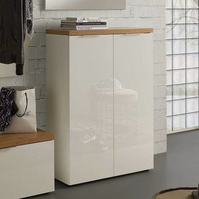 Scarpiera DMORA Lentiai Bianco Lucido con capacità 21 paia L: 80 cm, P: 34 cm, H: 115 cm – 1