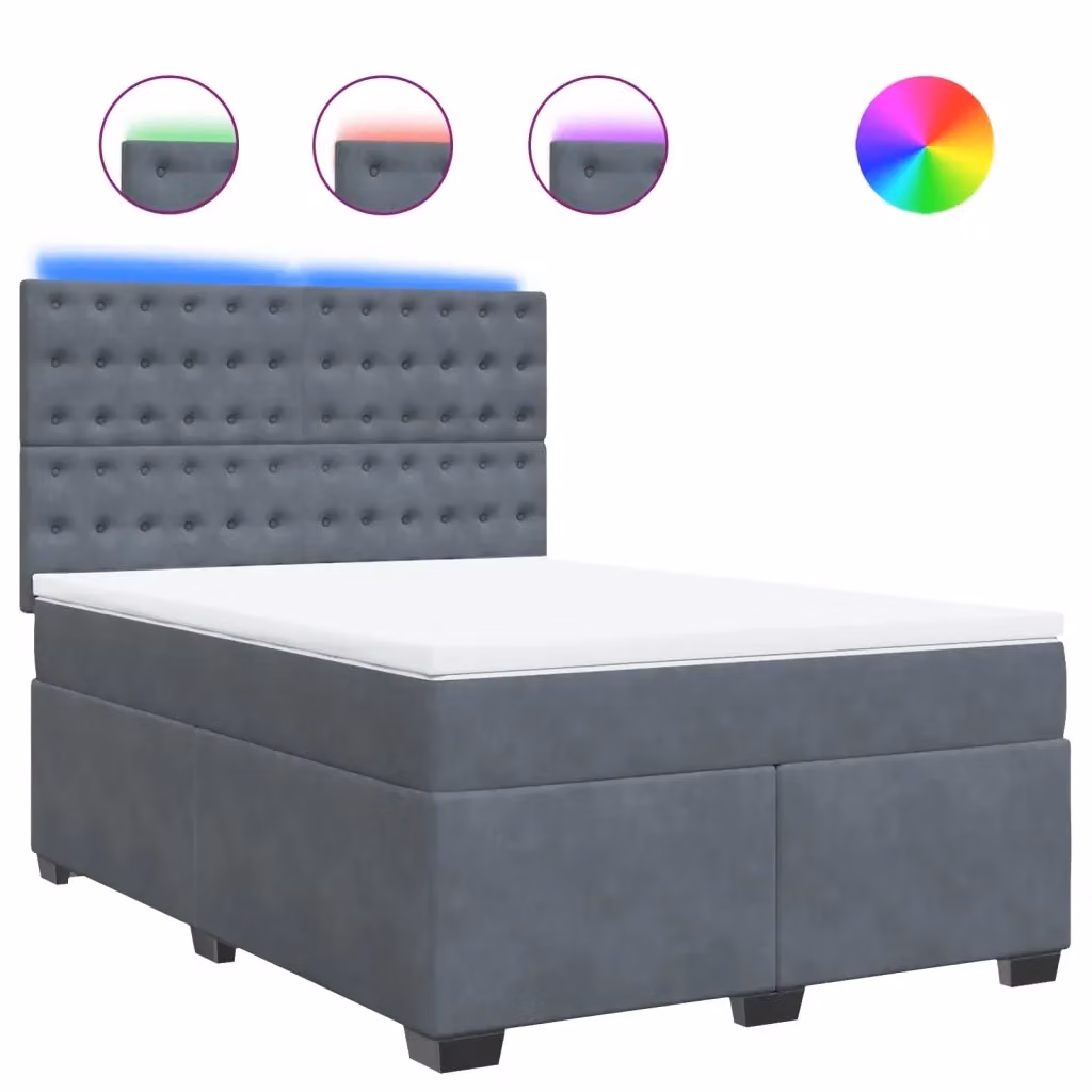 Letto Ibrido vidaXL con Materasso e Struttura in Velluto Grigio e Bianco L/P/H: 140 x 190 x 150,5 cm – 2