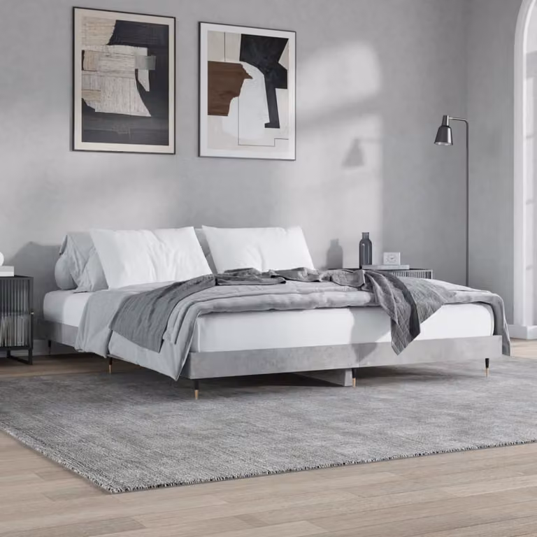 Giroletto vidaXL Grigio con Listelli in Legno e Struttura in Metallo 200x200 cm