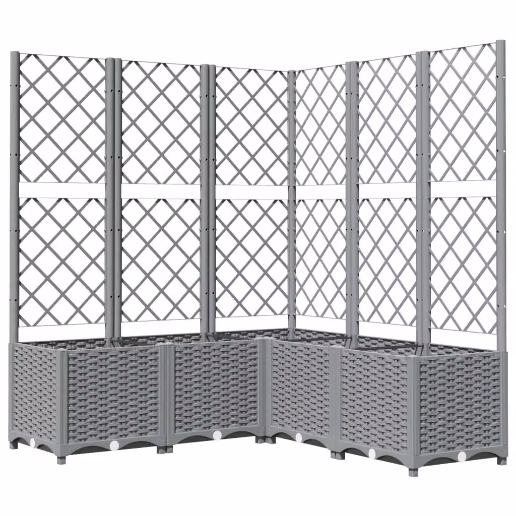 Fioriera da giardino con graticcio Design Mania, vaso da esterno per piante rampicanti in plastica, Grigio Chiaro, L/P/H: 120 x 120 x 136 cm – 2