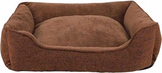 Cuccia per cani con cuscino misto e fodera a forma di collare, sfoderabile, 75x60 cm, colore marrone