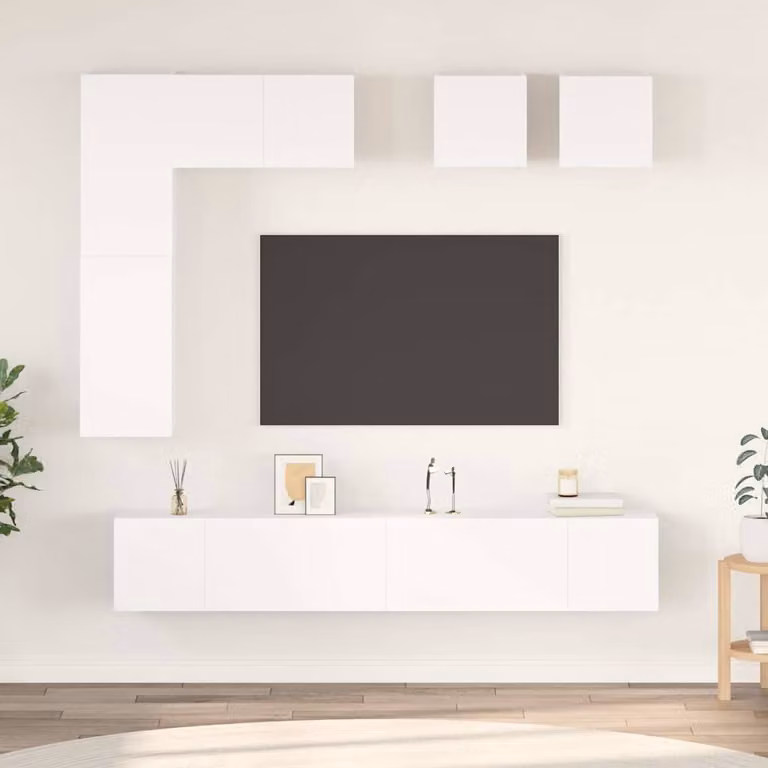 Set Mobili Porta TV vidaXL 8 Pezzi Bianco in Legno e MDF per Soggiorno Moderno
