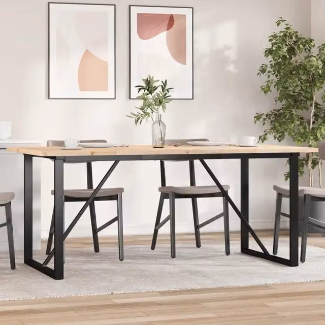 Tavolo da pranzo rettangolare vidaXL in legno di pino e metallo marrone L: 180 cm, P: 90 cm, H: 75,5 cm