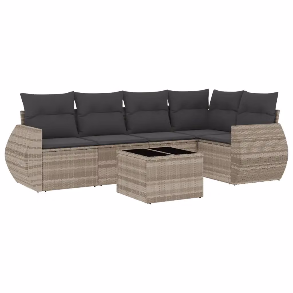 vidaXL Set Divano da Giardino a L con Cuscini Grigio Chiaro in Polyrattan e Acciaio – 2