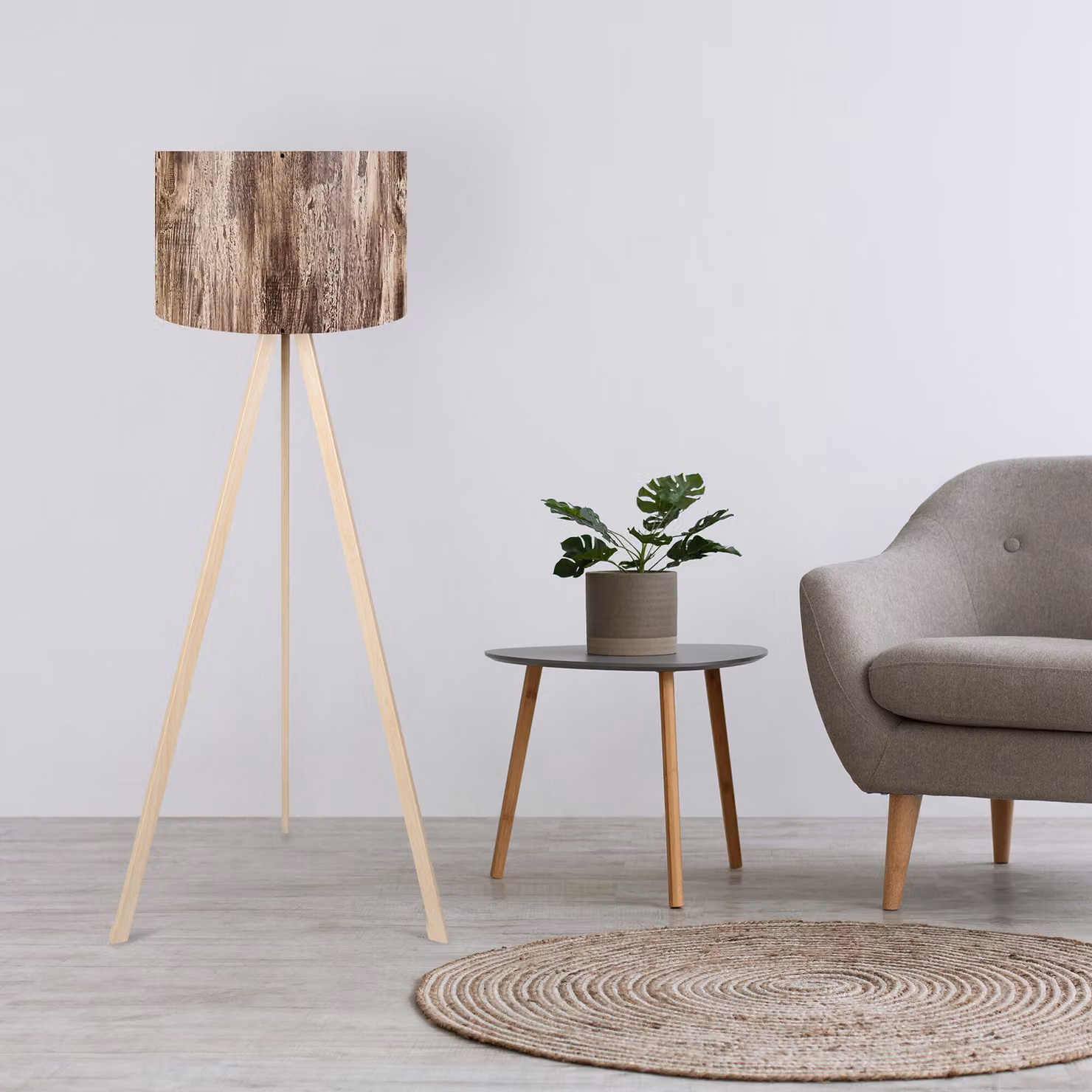 Opviq, AYD- AYDAXL, Beige,Marrone, Lampade da terra, 38 x 140 cm, 70% MDF / 30% PVC tessuto