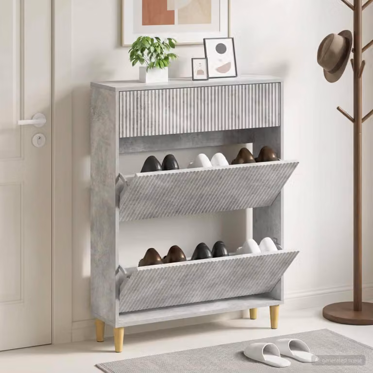 Mobile porta scarpe vidaXL ARNHEM grigio in MDF con scomparti basculanti L 78 cm, P 24 cm, H 103 cm