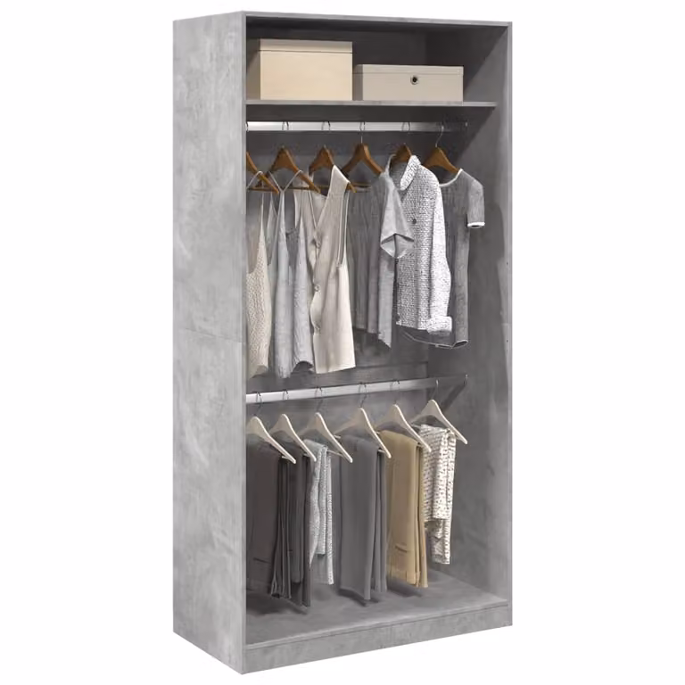 Armadio vidaXL Grigio con ante a battente in legno e MDF, L: 100 cm, P: 50 cm, H: 200 cm