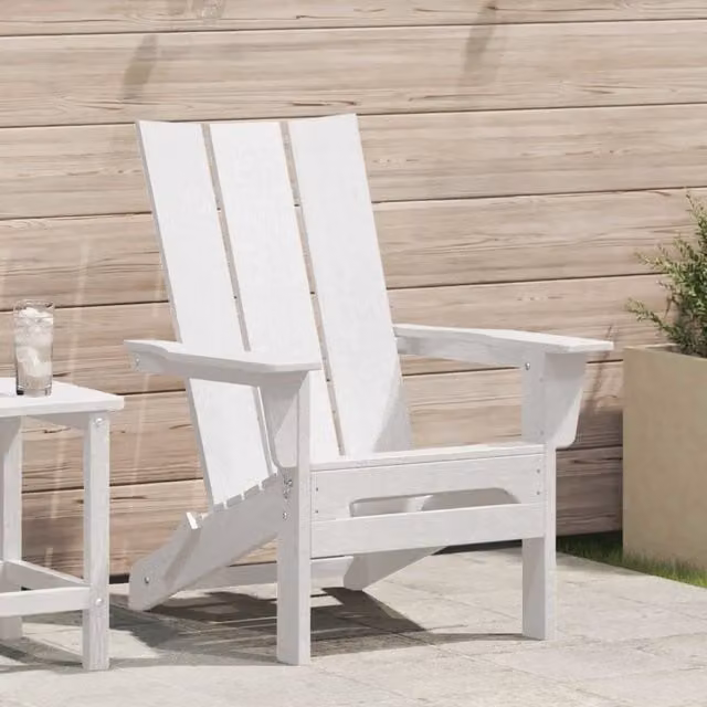 Sedia Adirondack pieghevole vidaXL bianca in plastica e metallo L: 80,5 cm, P: 74,5 cm, H: 92 cm – 1