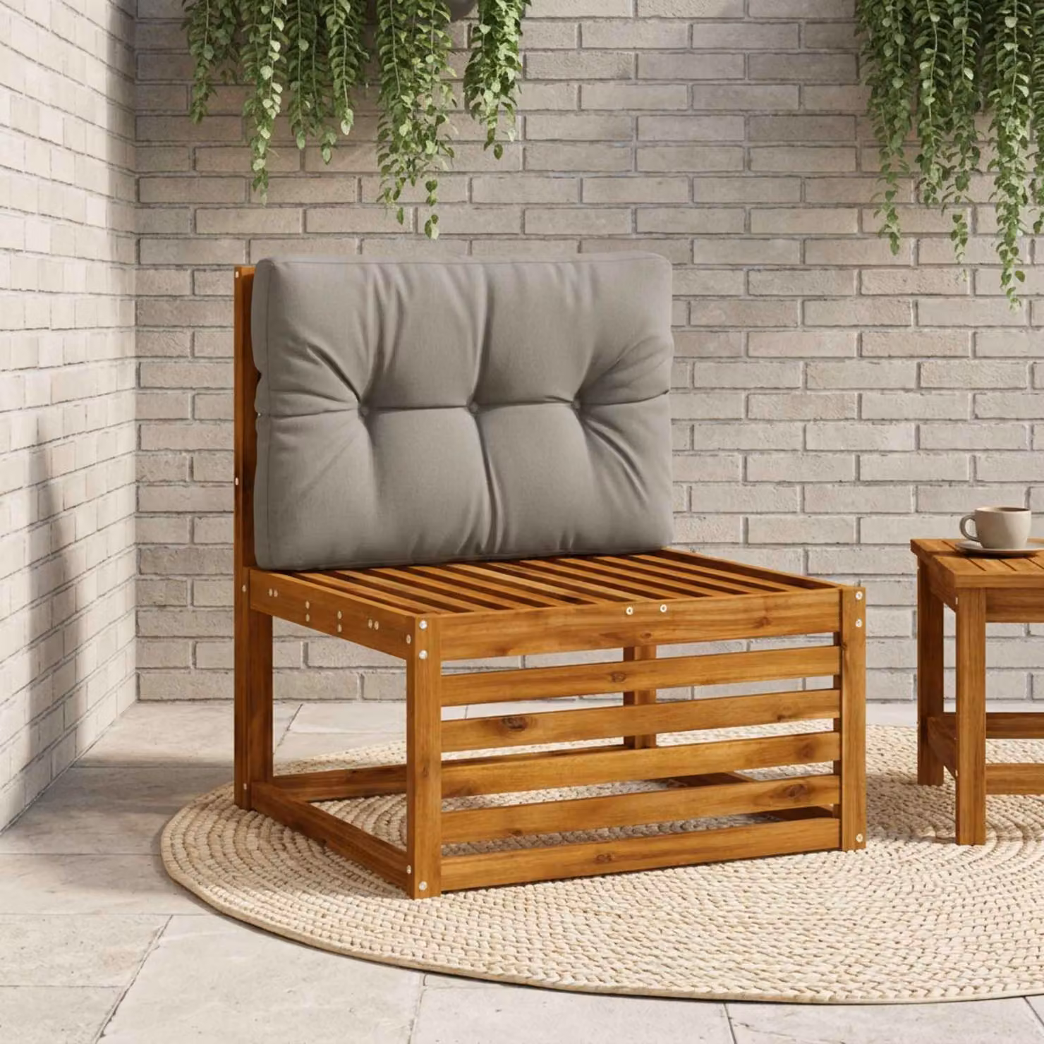 Cuscino per schienale per pallet vidaXL VIANEN in poliestere grigio con rivestimento rimovibile e resistente ai raggi UV