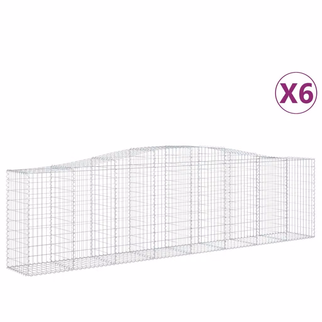 Cesti Gabbioni ad Arco 6 pz 400x50x100/120 cm Ferro Zincato