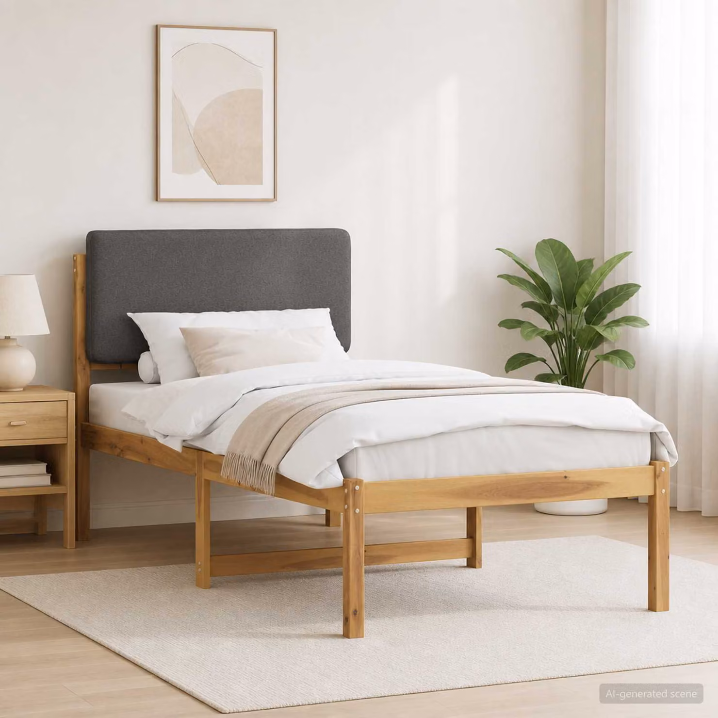 vidaXL Letto con Testiera Rivestita Bianco lavato e grigio chiaro