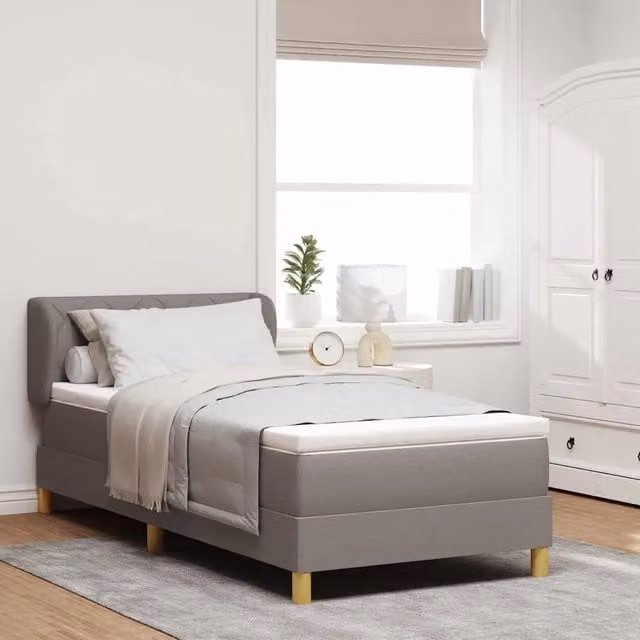 Letto a molle con testiera Talpa vidaXL in tessuto beige o grigio L/P/H: 90 x 190 cm
