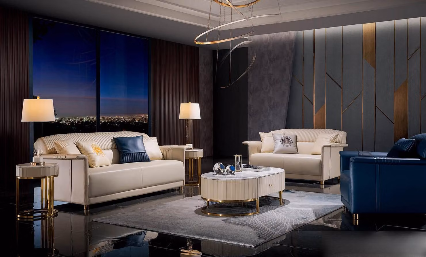 Wohnzimmer Designer-Sofa Sofagarnitur 3+2+1 Sitzer Ledersofa Modernes Sofa