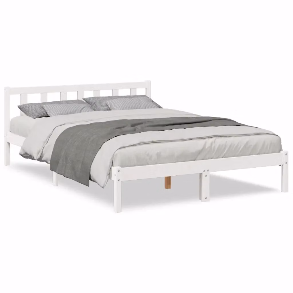 Letto extra lungo vidaXL in legno di pino bianco con doghe in legno L: 165,5 cm, P: 215,5 cm, H: 69,5 cm – 2