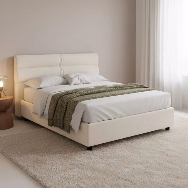 Letto Matrimoniale Briaglia DMORA Sfoderabile Beige L 160 x P 200 cm