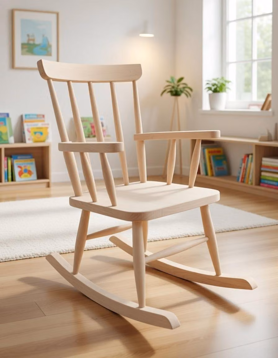 Sedia a dondolo per bambini, in legno, stabile e confortevole