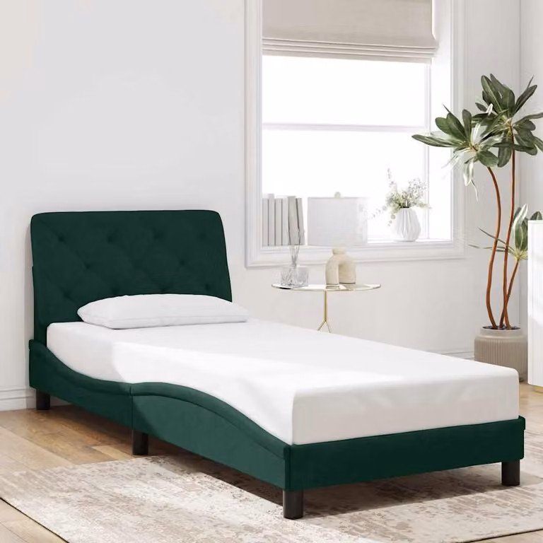 vidaXL Giroletto senza Materasso in Velluto Verde 90x190 cm