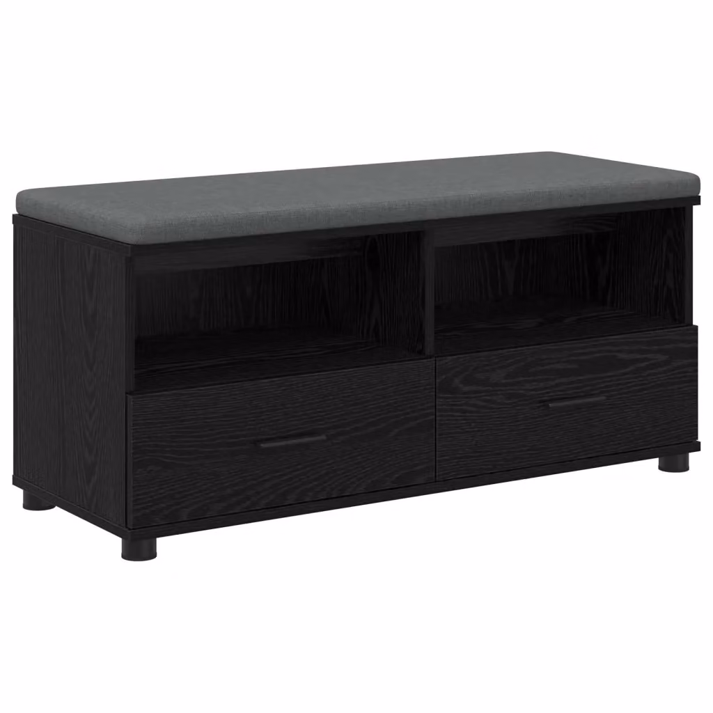 Panca per ingresso con scarpiera e cuscino vidaXL in rovere e nero L: 100 cm, P: 38 cm, H: 46 cm – 2