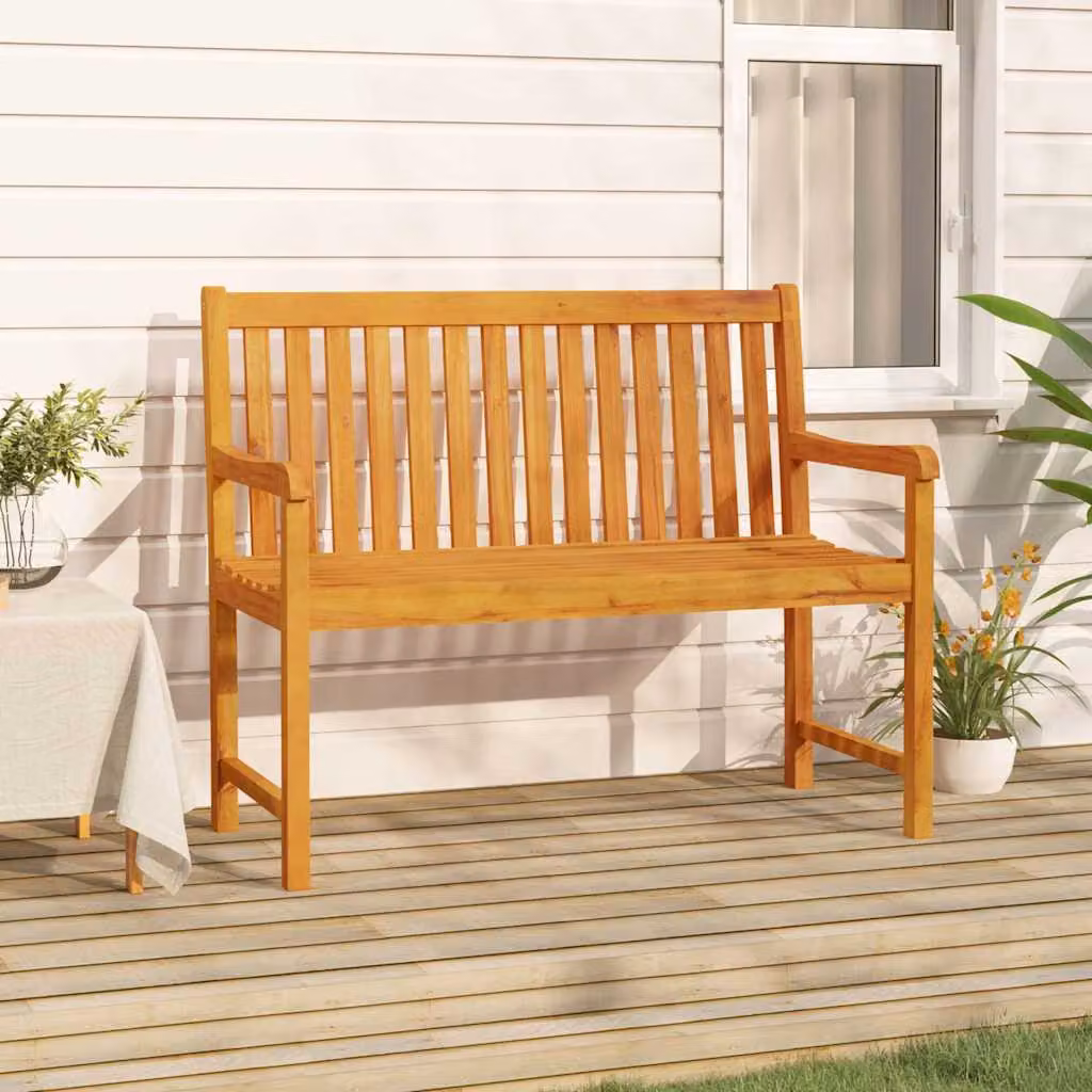 vidaXL Panchina da Giardino in Legno di Acacia Marrone con Braccioli L: 110 cm, P: 56 cm, H: 90 cm