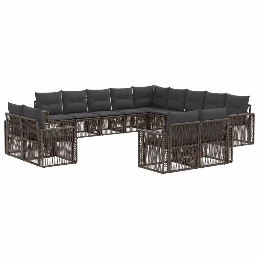 Set Divano da Giardino a L con 13 Pezzi vidaXL in Polyrattan Grigio e Antracite con Cuscini e Struttura in Metallo – 2