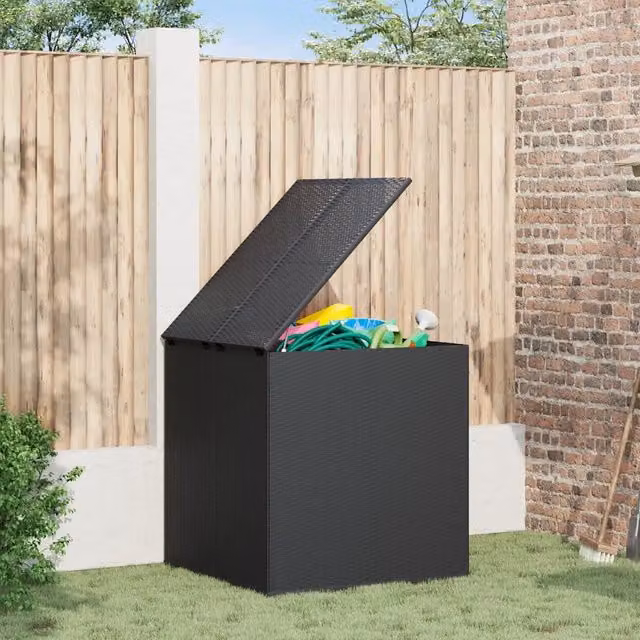 Contenitore da giardino moderno vidaXL in rattan PE e metallo nero L: 100 cm, P: 97,5 cm, H: 104 cm – 1