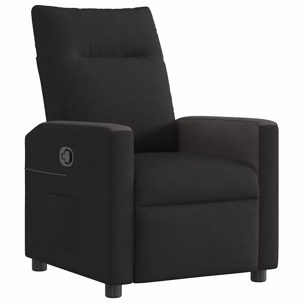 Poltrona Reclinabile Relax in Tessuto Nero con Braccioli e Regolazione Manuale – 2