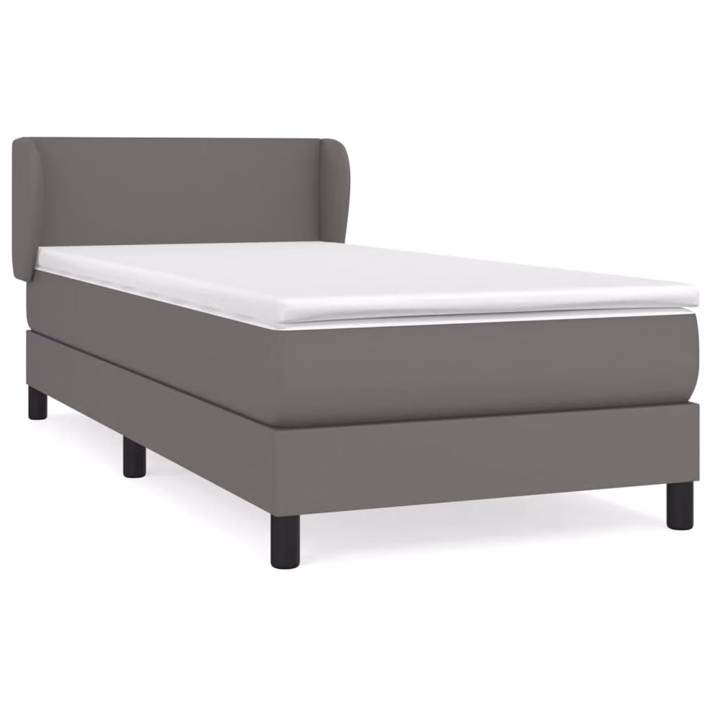 Giroletto a Molle con Materasso Grgio 80x200 cm in Pelle finta
