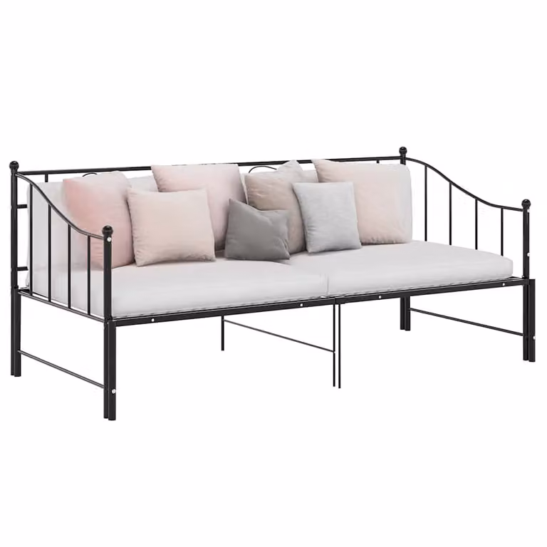 vidaXL Telaio Divano Letto Estrattibile in Metallo Nero L/P/H: 206.5 x 90 x 185 cm