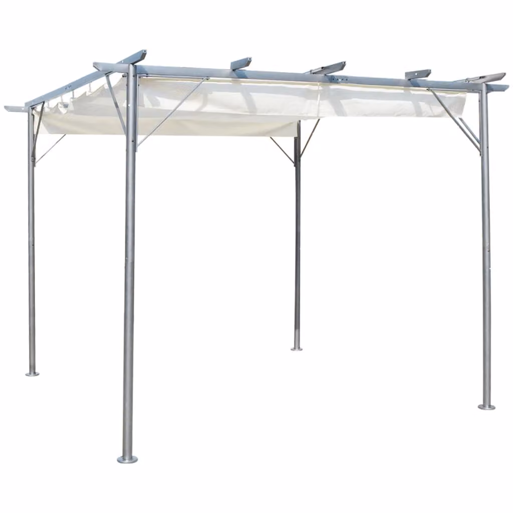 Pergola con tetto retrattile bianco crema 3x3 m in acciaio