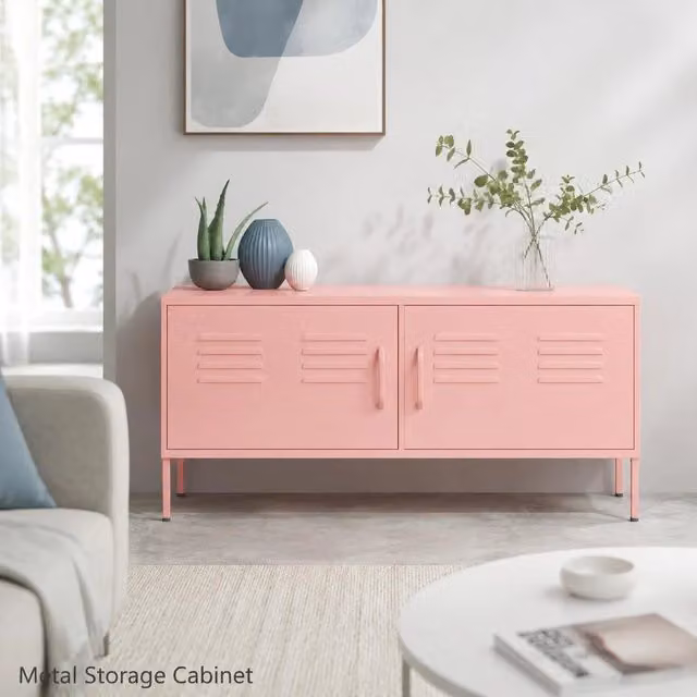 TV Cabinet Pink 105x35x50 Cm Steel