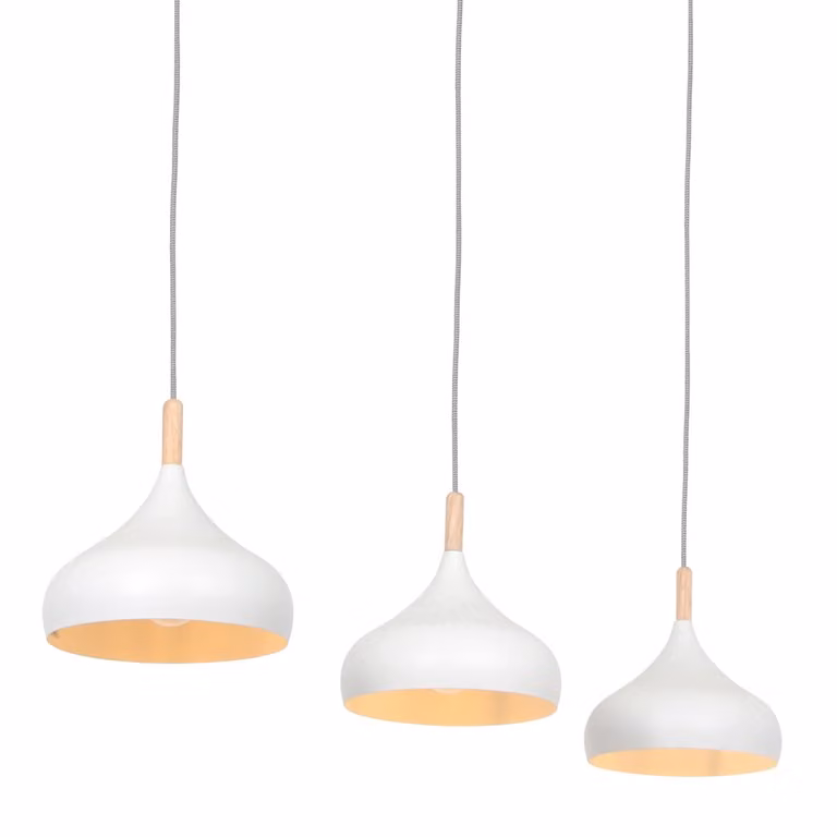 Lampada a sospensione - bianco - Bjorr - legno metallo - grande lampada da tavolo da pranzo - E27 - 3099W - Mexlite