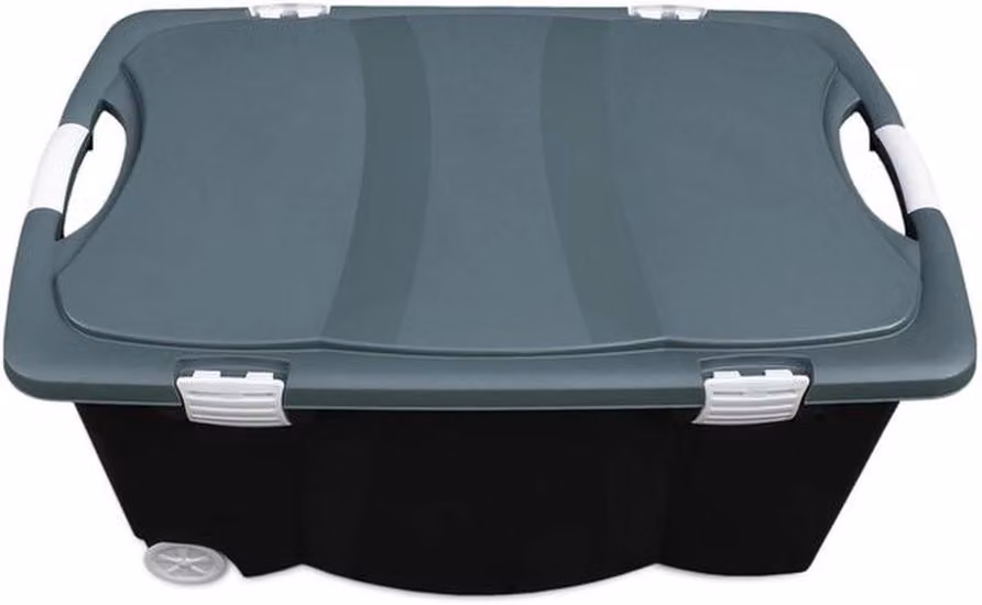 Azomor® Grande contenitore in plastica con rotelle per giardino, giocattoli e altro, 120 litri