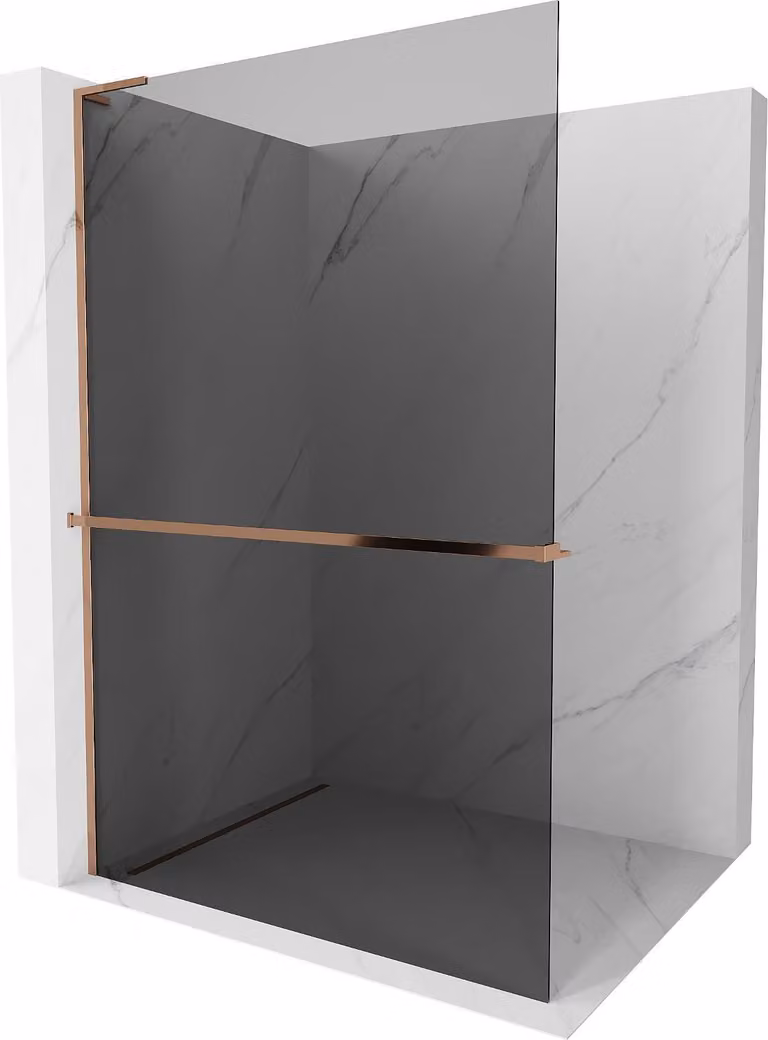 Mexen Kioto+ L pannello doccia con mensola Walk-in 80 x 200 cm, grafite, oro rosa - 800-080-123-60-40