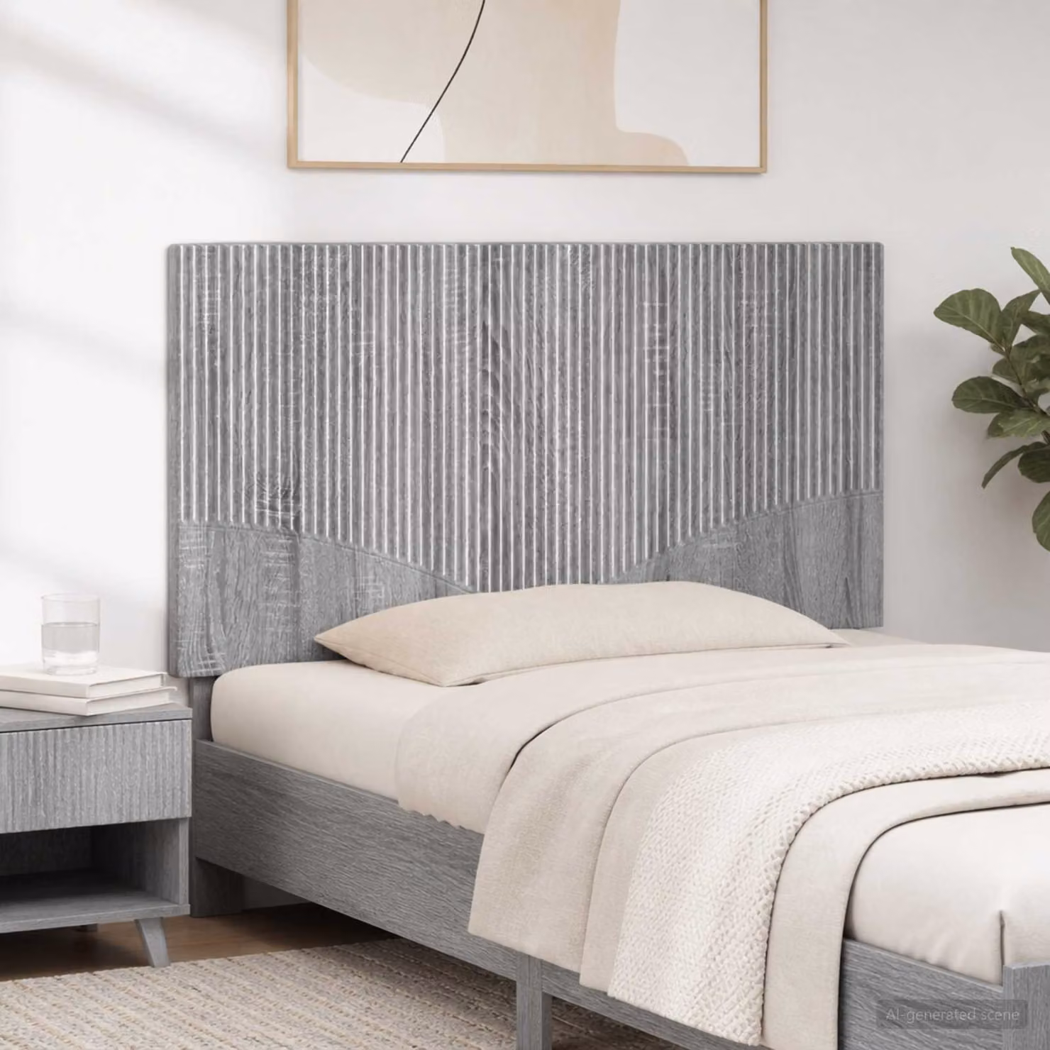 Testiera da muro vidaXL HOORN in legno ingegnerizzato grigio con ripiano integrato
