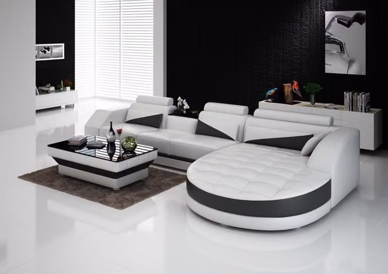 Ledersofa mit USB,Wohnlandschaft Ecksofa Eck Garnitur Design Modern Sofa G8018C
