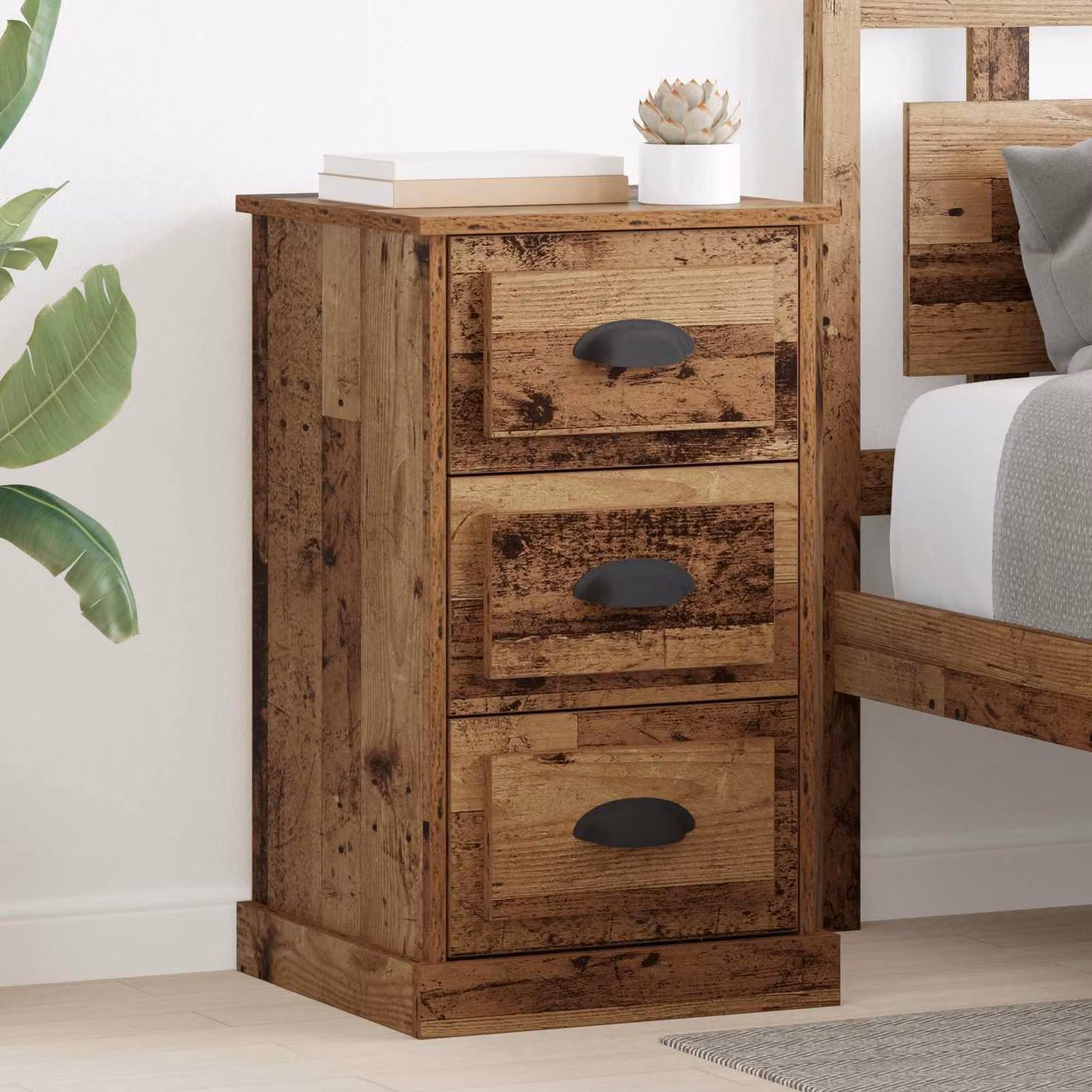 Armadio da Notte vidaXL in Legno Rustico Marrone L/P/H: 39 x 39 x 67,5 cm